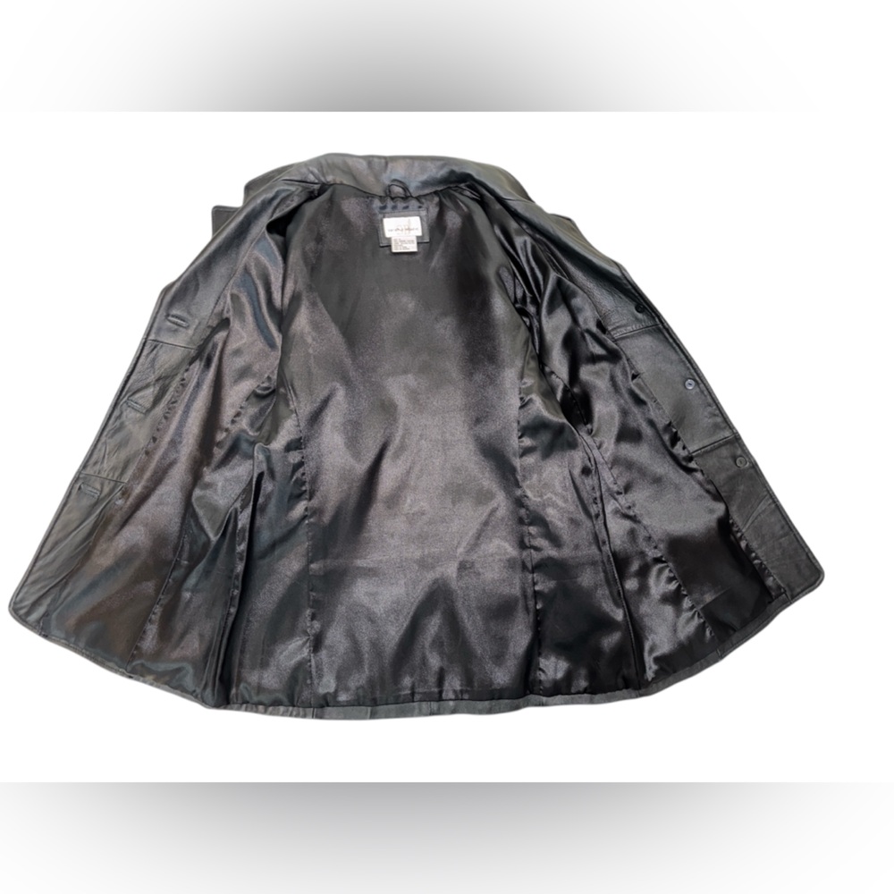 Elegant Women’s Sarah B Studio Black Lambskin Leather Coat #221 - Picture 3 of 4